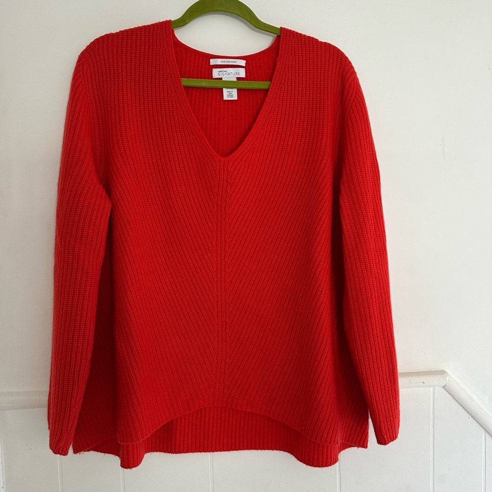 Nordstrom Signature Red Cashmere Sweater XL